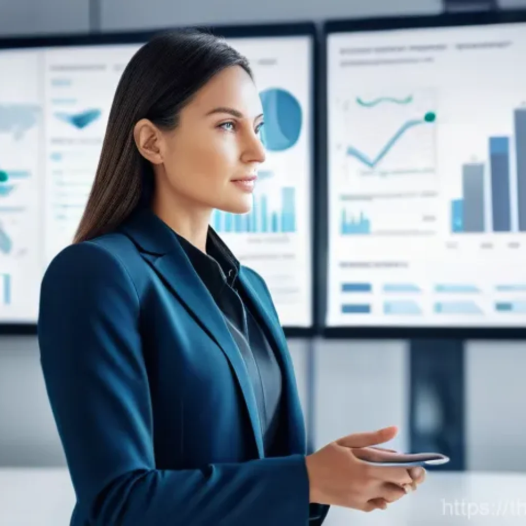 마케팅관리사 취업 성공 사례 - **Strategic Marketing Manager at Work**
    A confident and sharp female marketing manager, in her e...