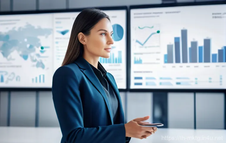 마케팅관리사 취업 성공 사례 - **Strategic Marketing Manager at Work**
    A confident and sharp female marketing manager, in her e...