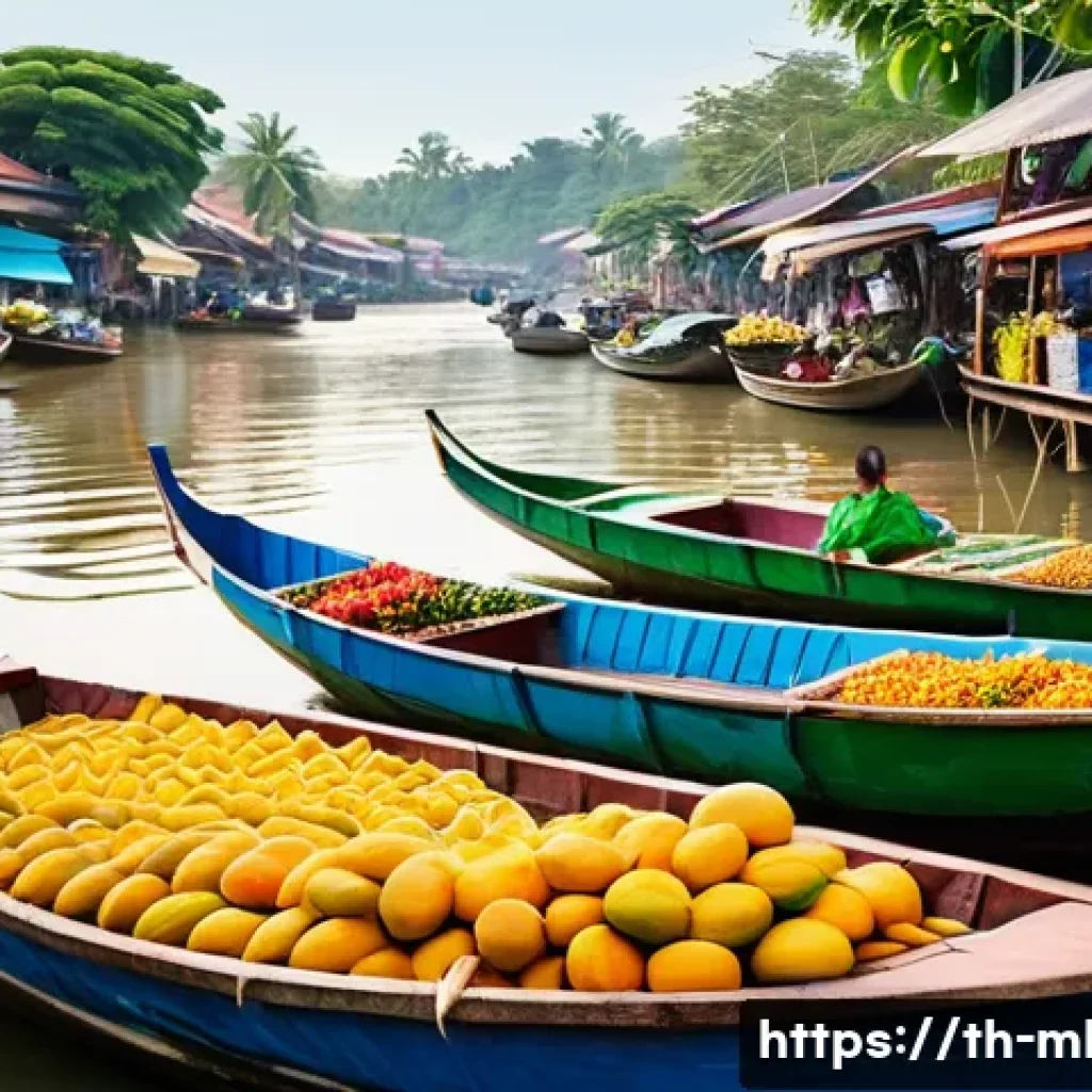 마케팅관리사 실기 시험에서 강조되는 사례 - **Vibrant Thai Floating Market Scene:**
    A bustling and picturesque Thai floating market at sunri...