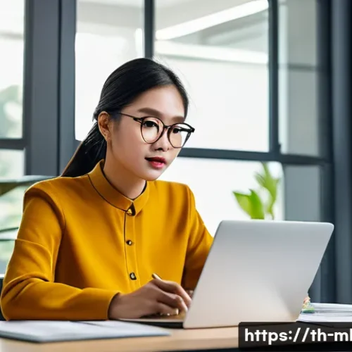 마케팅관리사 시험 응시 자격 조건 - A professional Thai marketing candidate preparing for a certification exam in a modern home office s...