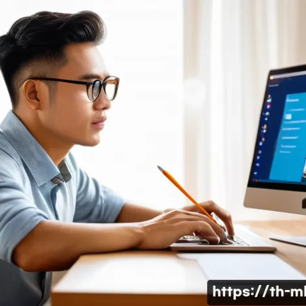 마케팅관리사 관련 국비 지원 교육 과정 - A professional Thai adult male marketing student attentively participating in a modern online market...