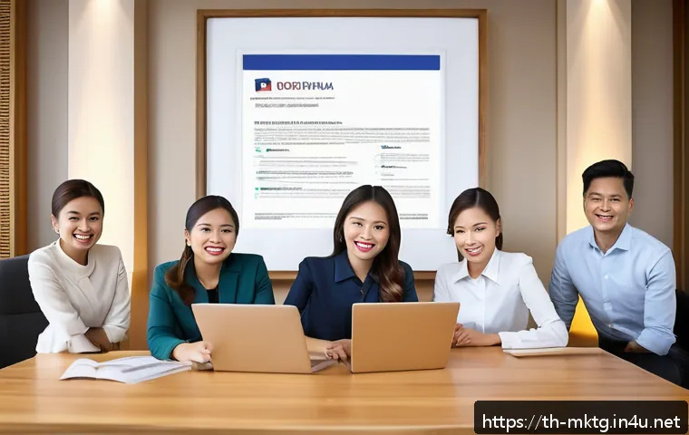 마케팅관리사 자격증 활용 마케팅 사례 - A modern Thai small business office scene showcasing a professional marketing certificate framed ele...