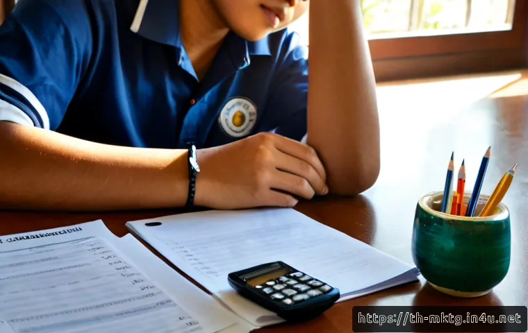 마케팅관리사 필기 시험에서 시간 관리 방법 - Photorealistic Thai university student practicing exam time management at a clean wooden desk, weari...